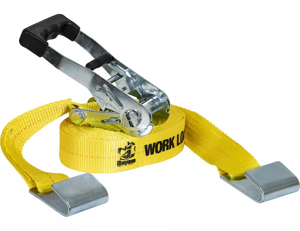 5483005 - 30 Foot Commercial Grade Ratchet Strap with Soft Rubber Grips - Flat Hooks