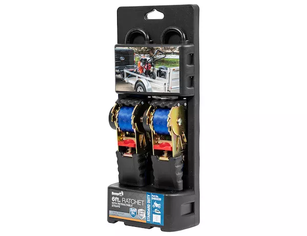 5483220 - Retractable 6 Foot Standard Duty Ratchet Tie Down - 2 Pack
