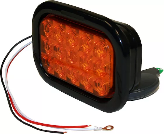 5625215 - 5.375 Inch Amber Rectangular Turn Signal Light Kit with 15 LEDs (PL-3 Connection, Includes Grommet and Plug)