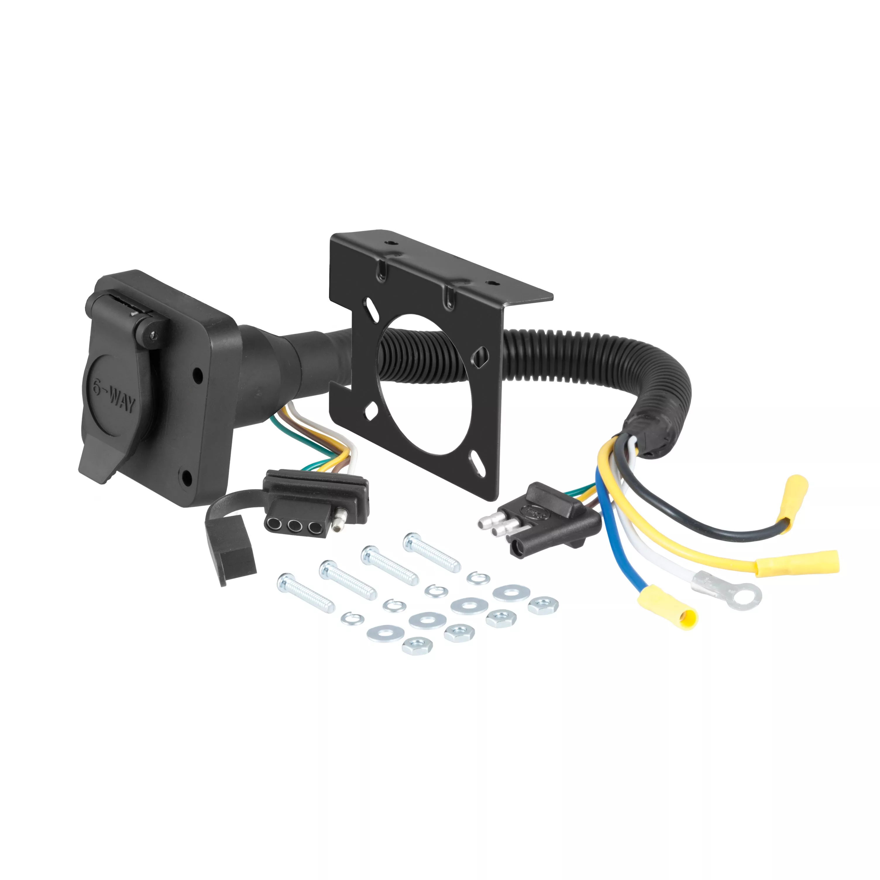 57604 - Dual-Output 4-Way Flat Vehicle-Side to 6-Way Round Trailer Wiring Adapter