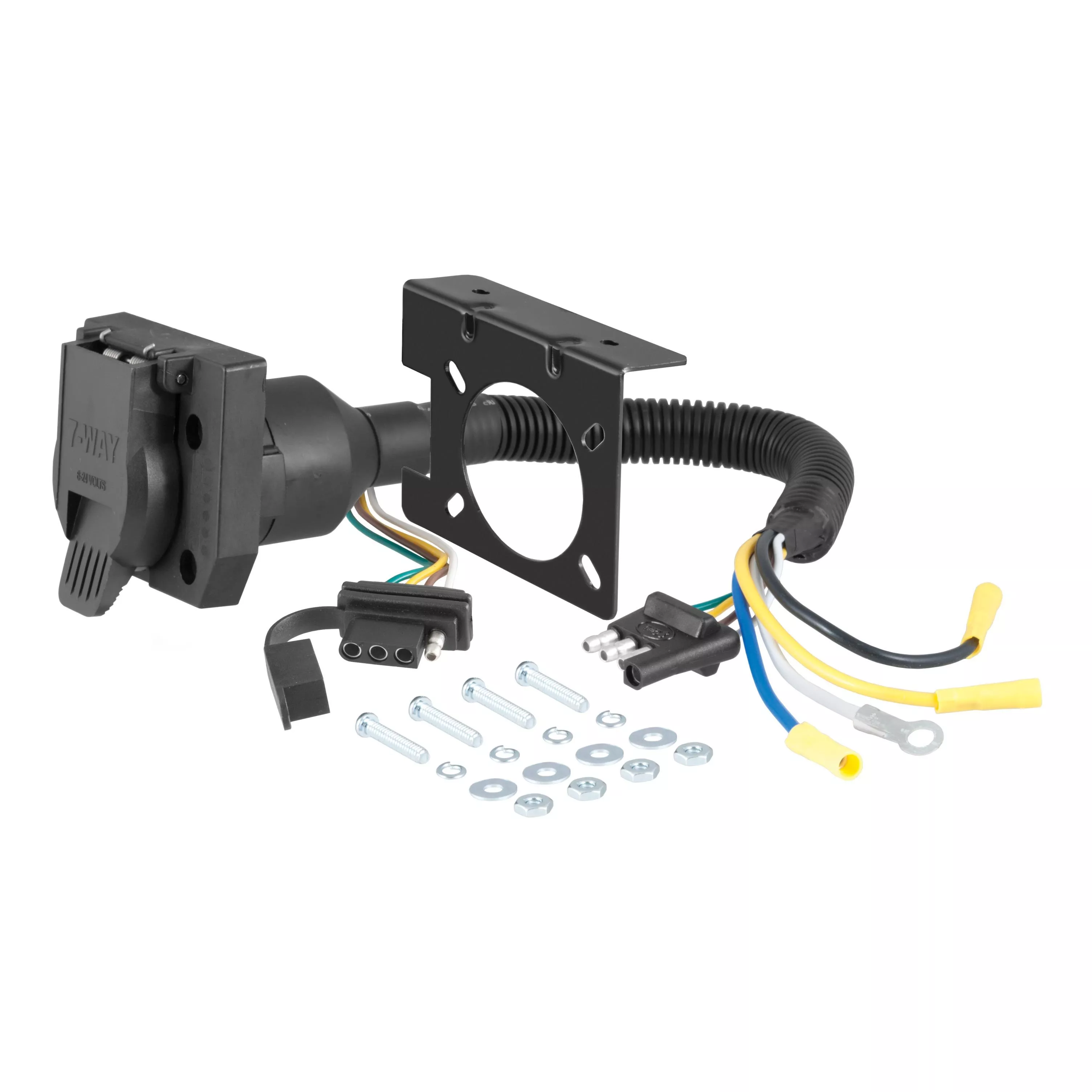 57672 - Dual-Output 4-Way Flat Vehicle-Side to 7-Way RV Blade Trailer Wiring Adapter