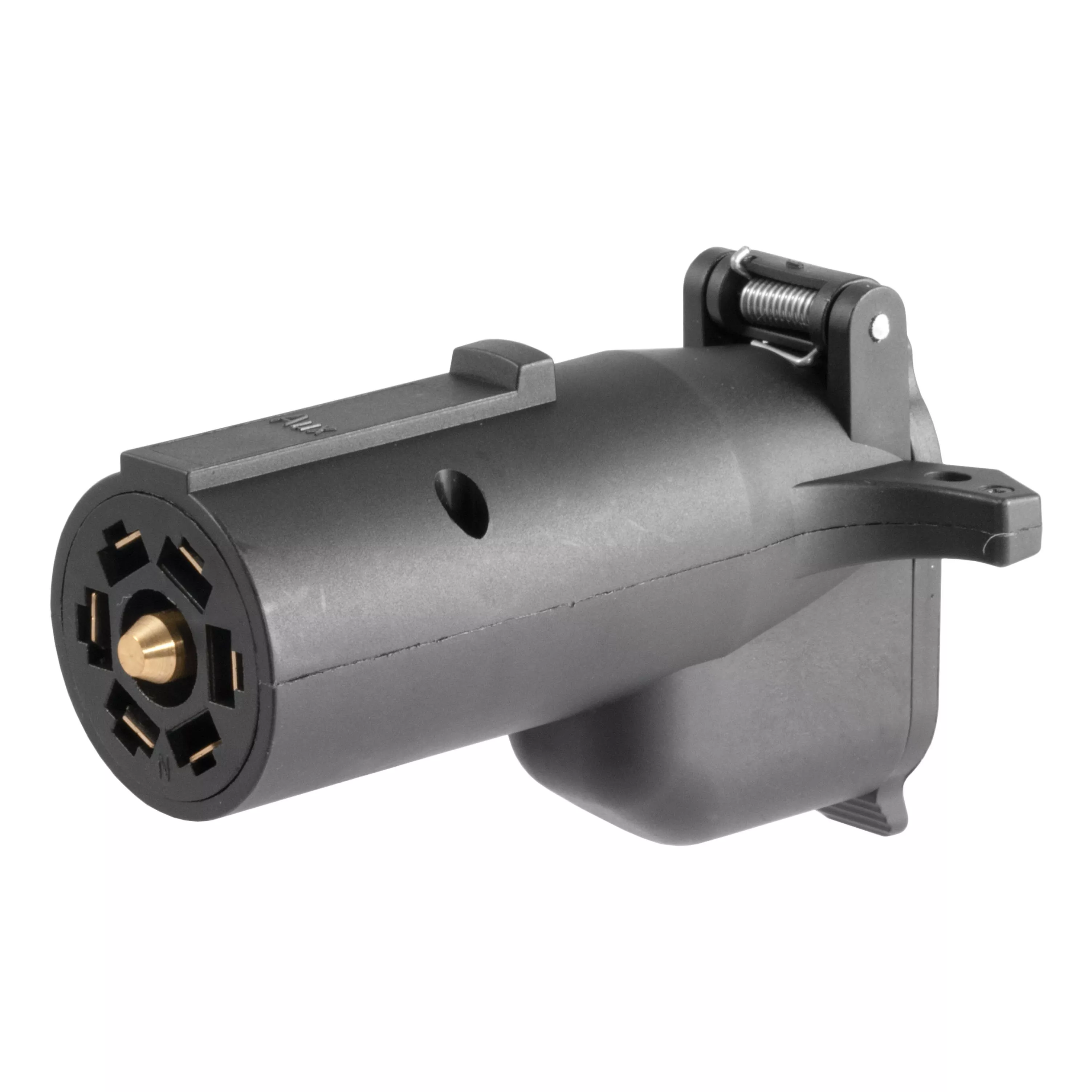 57726 - 7-Way RV Blade Vehicle-Side to 6-Way Round Trailer Wiring Adapter with Backup Alarm, Center Pin Auxiliary Power