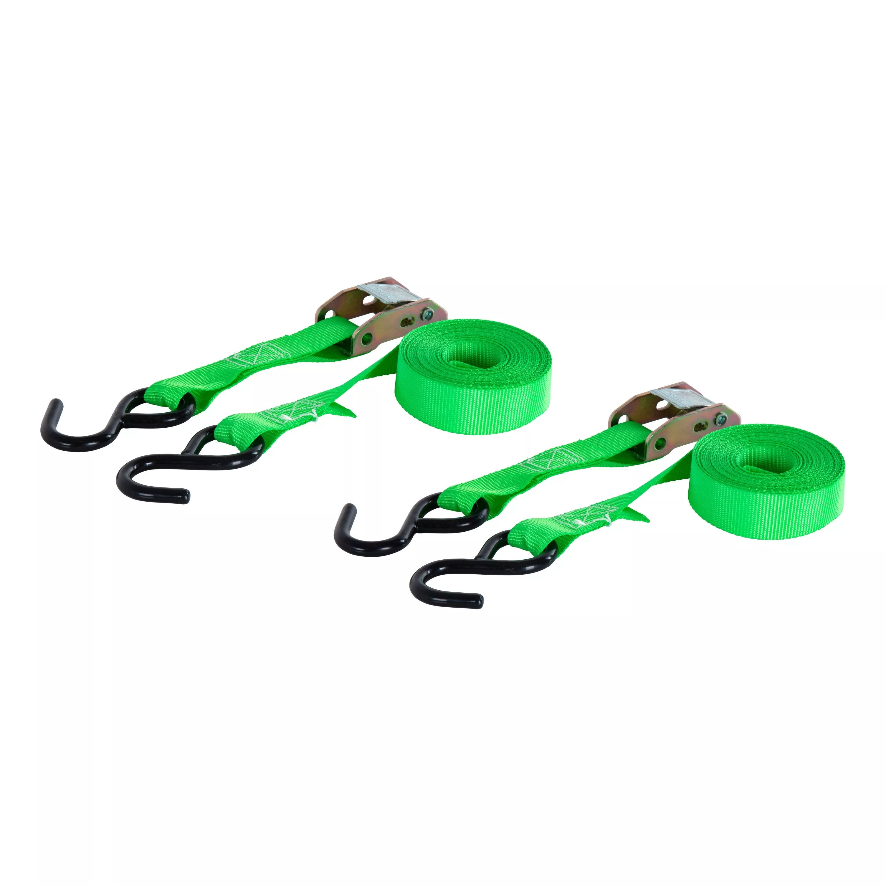 83015 - 1-Inch x 15-Foot Dark Green Nylon Cargo Straps, 900 lbs. Break Strength, 2-Pack
