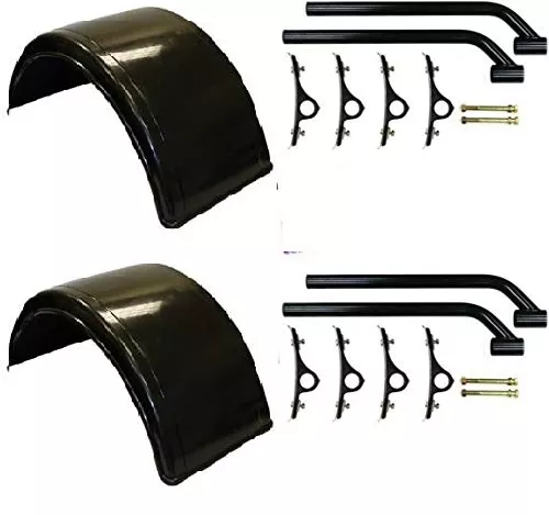 8590195(2),8591000(2) - 8590195-x2, 8591000-x2, Two Smooth Polymer Fenders and Mounting Brackets. Fits Trucks with 18" to 19.5" Dual Rear Wheels.