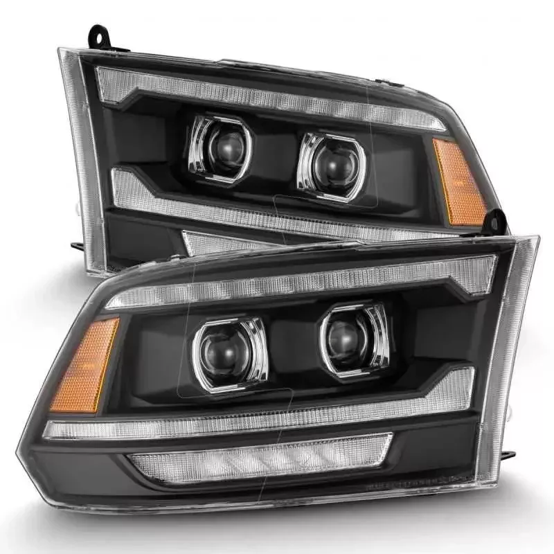 880558 AlphaRex 09-18 Dodge Ram 2500 LUXX LED Proj Headlights Plank Style Blk w/Activ Light/Seq Signal/DRL