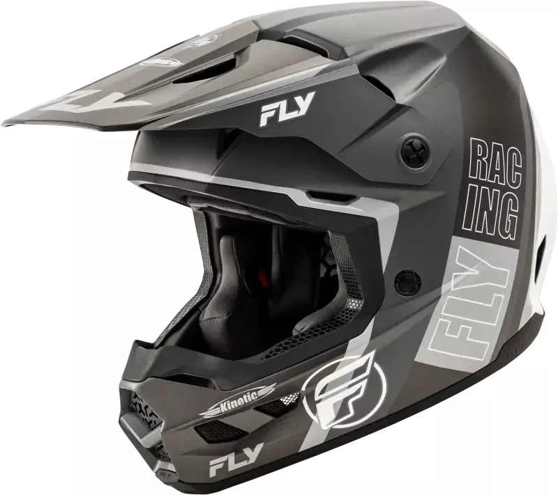 A0030611LG Fly Racing Kinetic Rally Helmet Matte Grey/Black/White Lg
