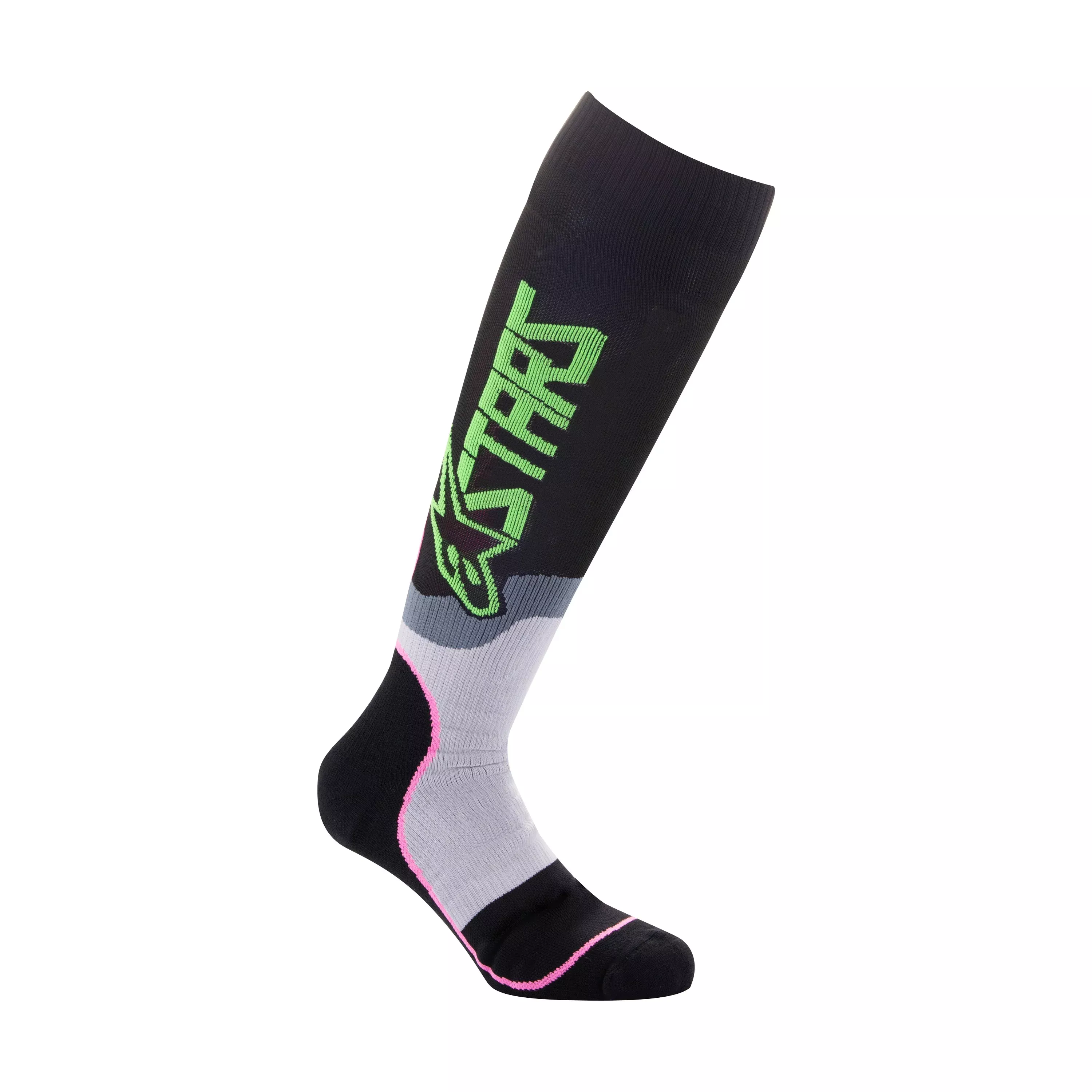 ALPINESTARS MX PLUS-2 SOCKS BLACK/GREEN NEON/PINK FLUO MD - 482-64116