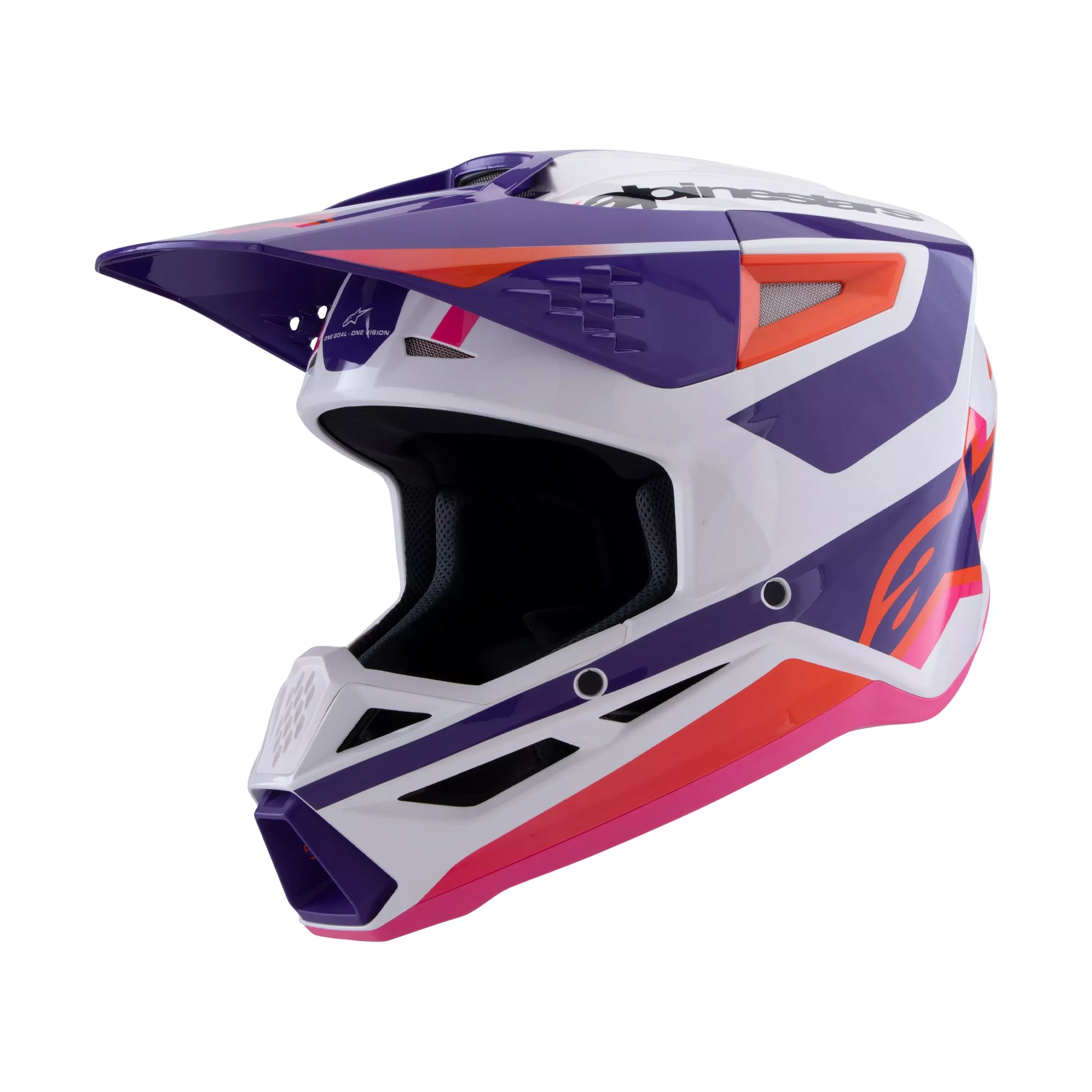 ALPINESTARS SM3 HEAT HELMET WHITE/PURPLE/PINK GLOSSY MD - 482-00120M