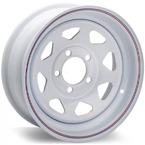 Americana Tire and Wheel 20422 15X5 Trailer Wheel 8 Spoke White Striped - 5 x 4.50 Inch Bolt Pattern