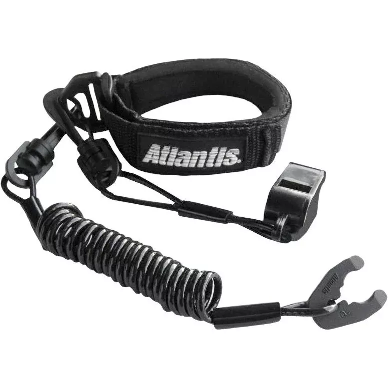 ATLANTIS PRO FLOATING WRIST LANYARD BLACK W/WHISTLE - 13-0271