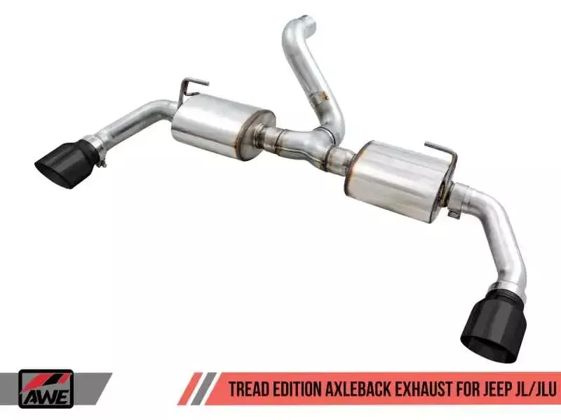 AWE Tuning 2018+ Jeep Wrangler JL/JLU Tread Edition Axle-Back Dual Exhaust – Diamond Black Tips