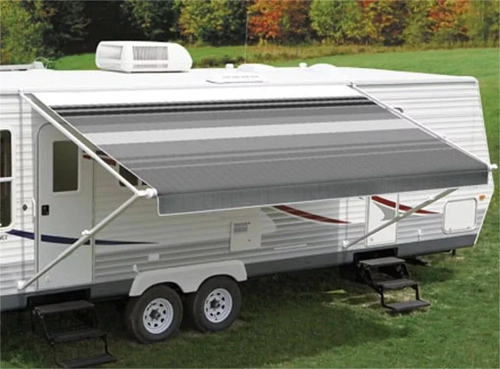 Awning Fabric 1-Piece 16' Black/Gray White Weatherguard