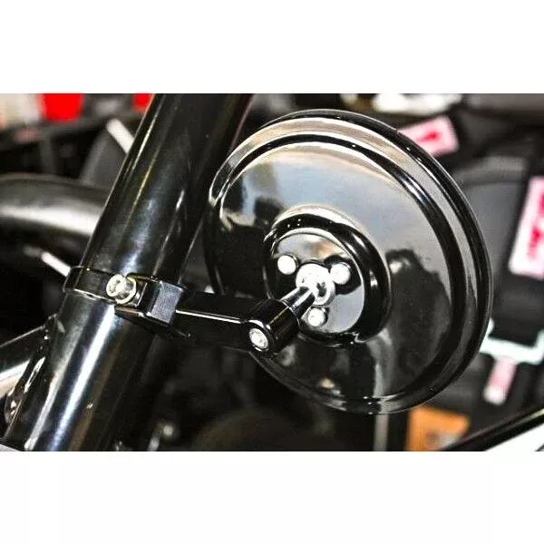 AXIA ROUND CONVEX GLASS BILLET ARM SIDE MIRROR BLACK 5" - 12-9176