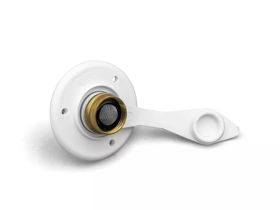 B&B Molders Flush-Mount Fresh Water Inlet - White Brass – 94234