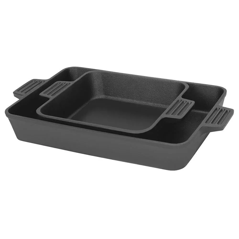 Bayou Classic 2-pc Cast Iron Bakeware Set; 8-in square and 9 x 13-in pans