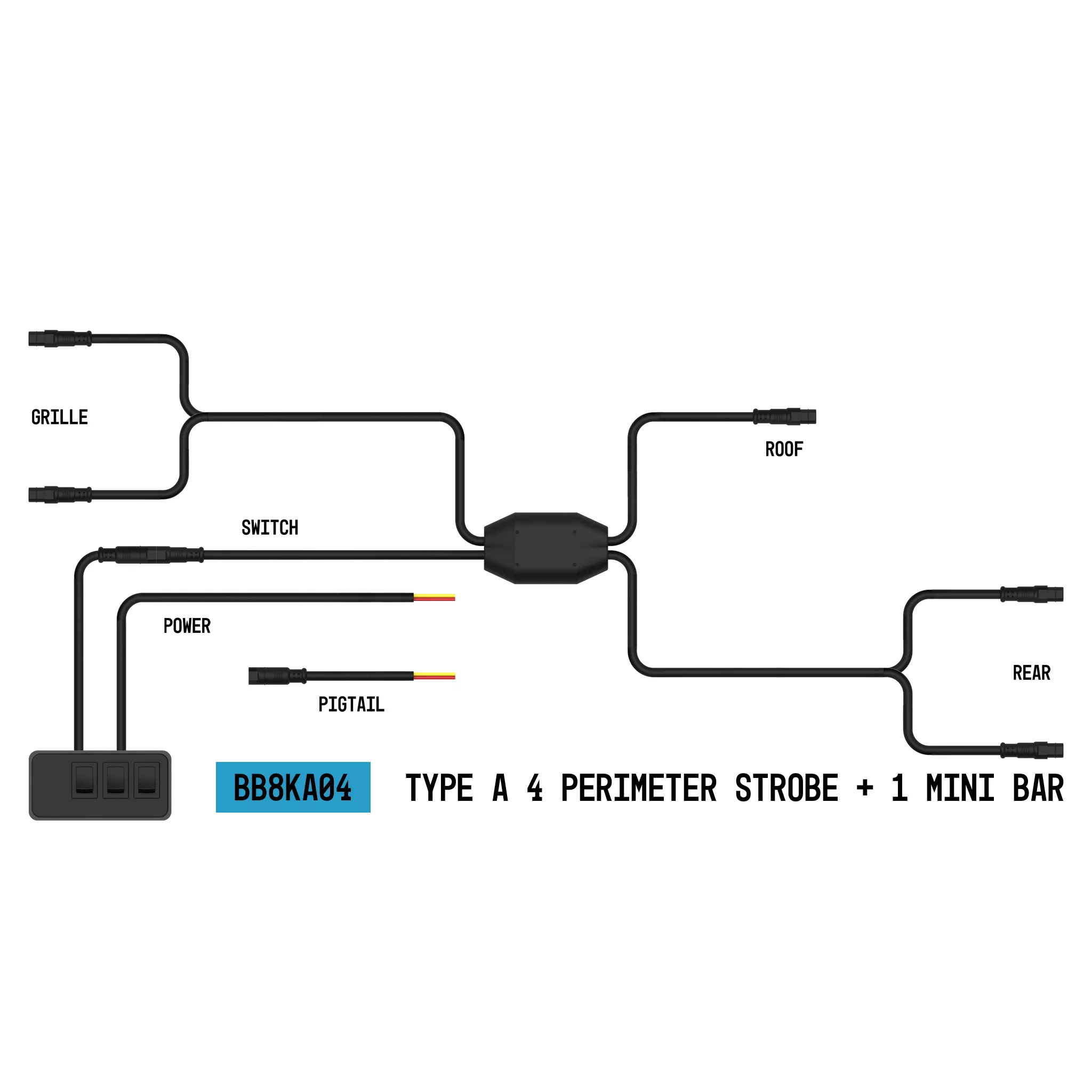 BB8KA04 - StrobeLink™ Harness Type A, 4 Lights + Mini Bar (1EA)