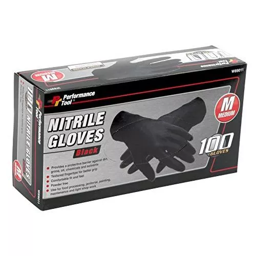 BLK NITRILE GLOVES 100 MED