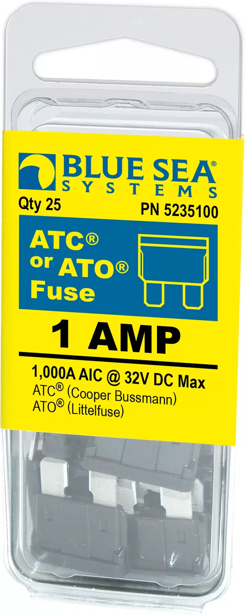 Blue Sea 5235100-BSS 1A ATO/ATC Blade Fuses - 25 Pack