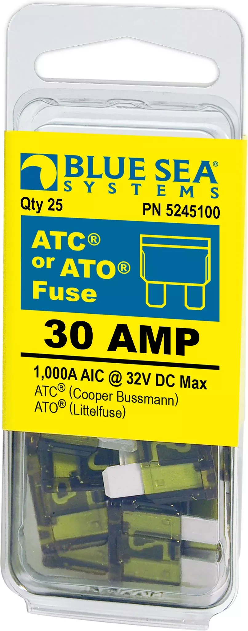Blue Sea 5245100-BSS 30A ATO/ATC Blade Fuses - 25 Pack