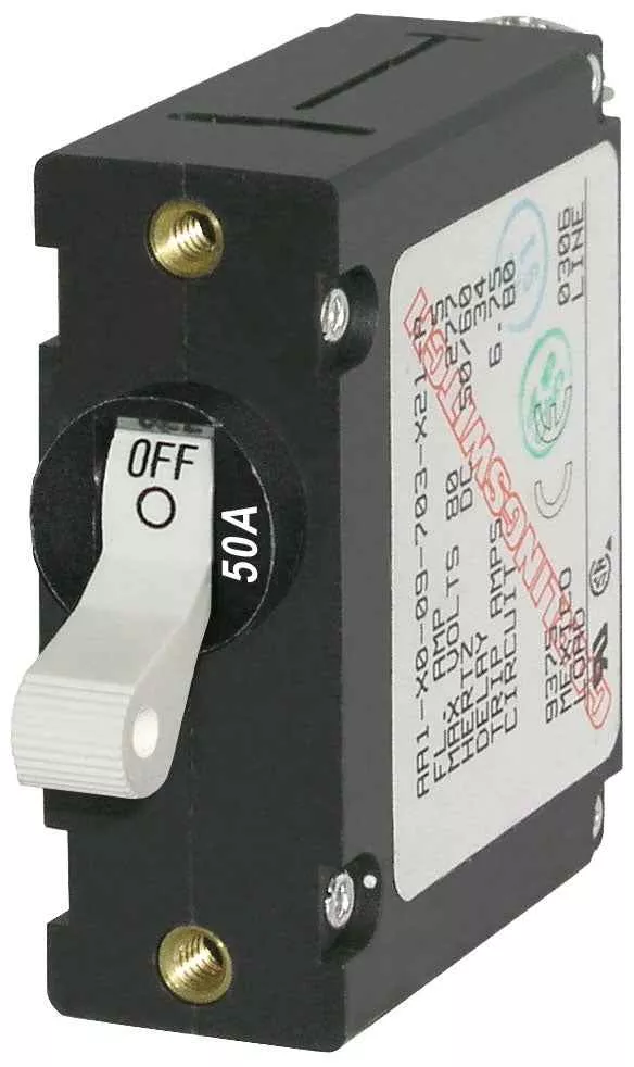 Blue Sea 7230-BSS 50A Hydraulic-Magnetic Circuit Breaker, 1-Pole