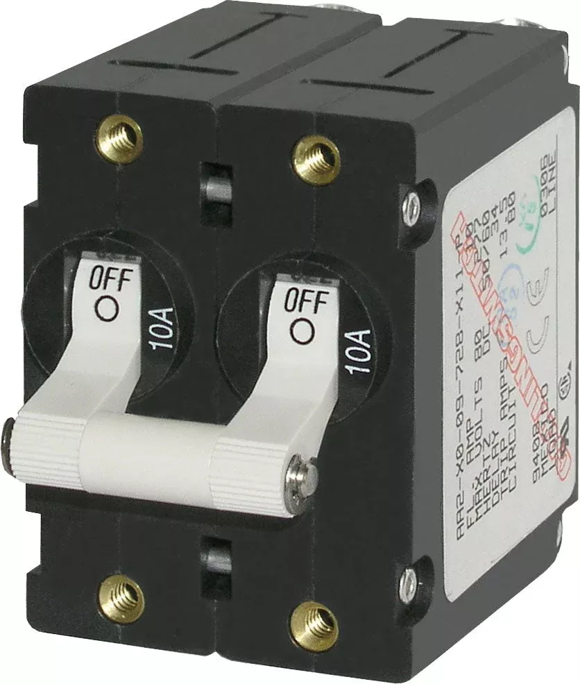 Blue Sea 7233-BSS 10A Hydraulic-Magnetic Circuit Breaker, 2-Pole