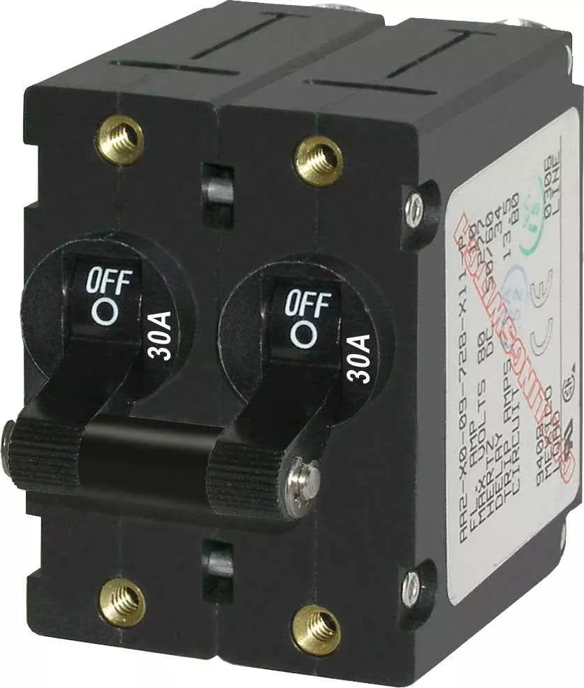 Blue Sea 7237-BSS 30A Hydraulic-Magnetic Circuit Breaker, 2-Pole