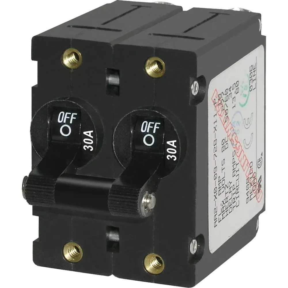 Blue Sea 7237 A-Series Double Pole Toggle – 30A – Black