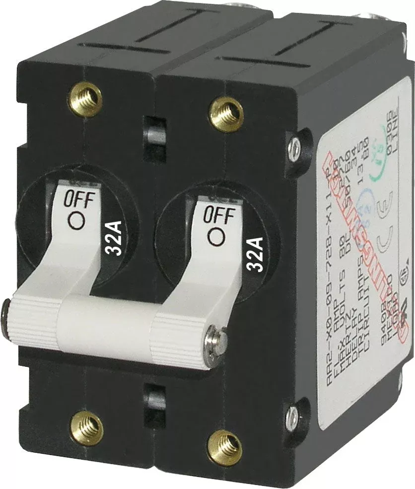 Blue Sea 7295-BSS 32A Hydraulic-Magnetic Circuit Breaker, 2-Pole