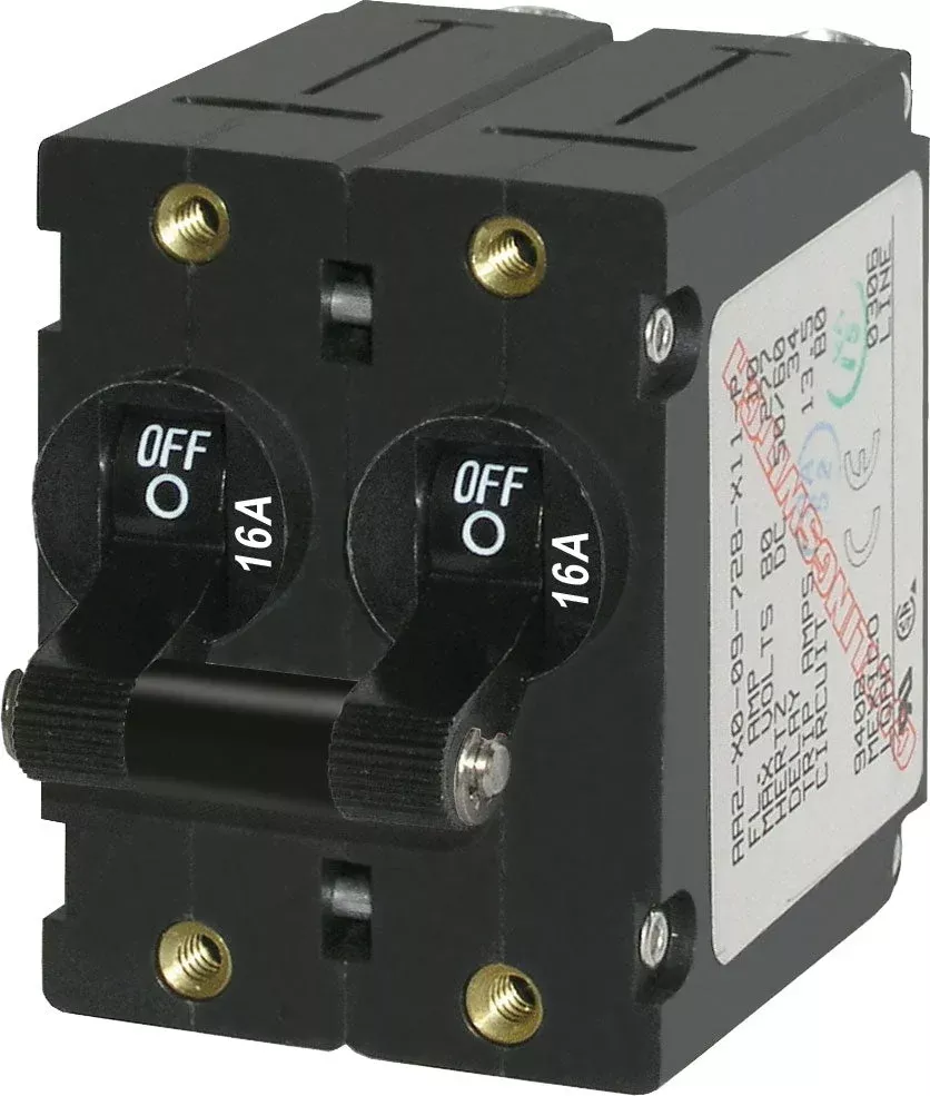 Blue Sea 7348-BSS 16A Hydraulic-Magnetic Circuit Breaker, 2-Pole