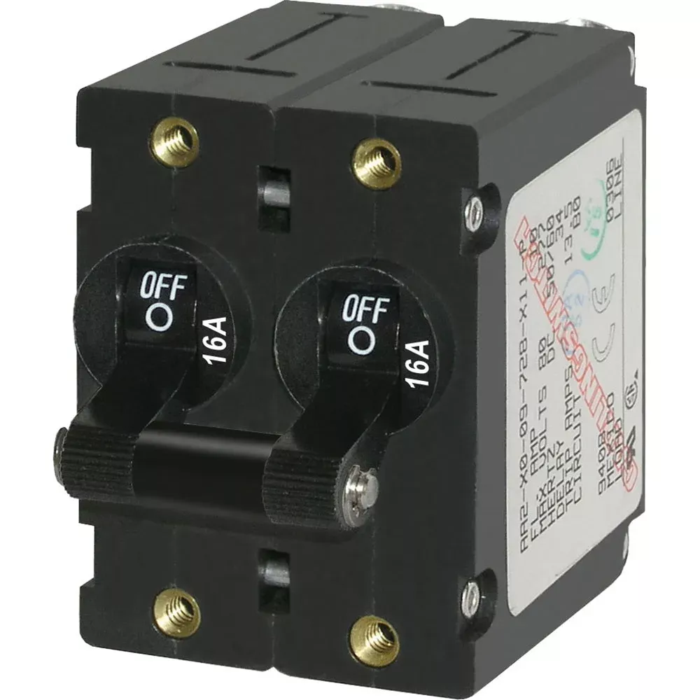 Blue Sea 7348 A-Series Double Pole Toggle – 16A – Black