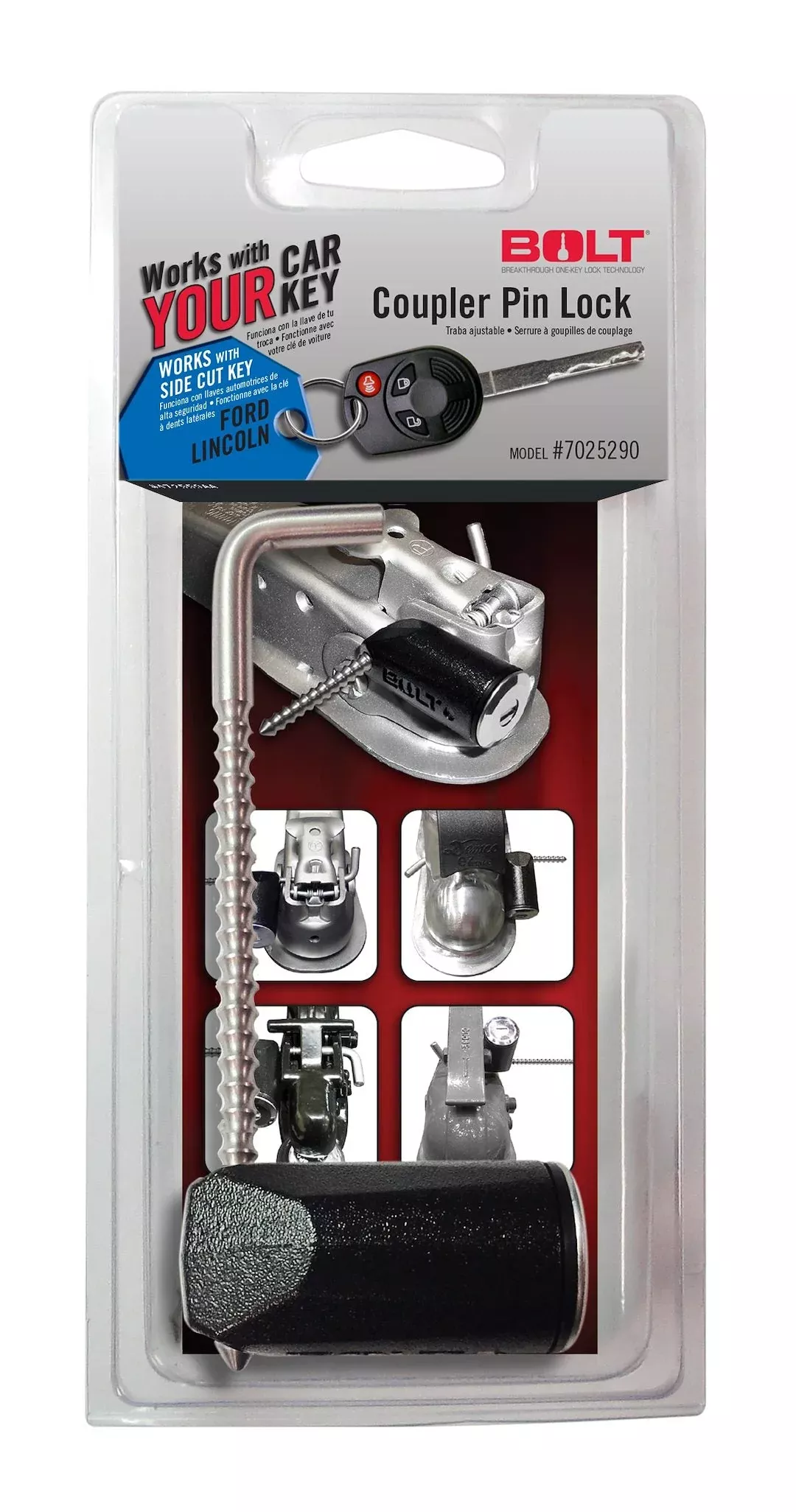 BOLT 7025290 Trailer Coupler Lock - Ford Side-Cut-Key