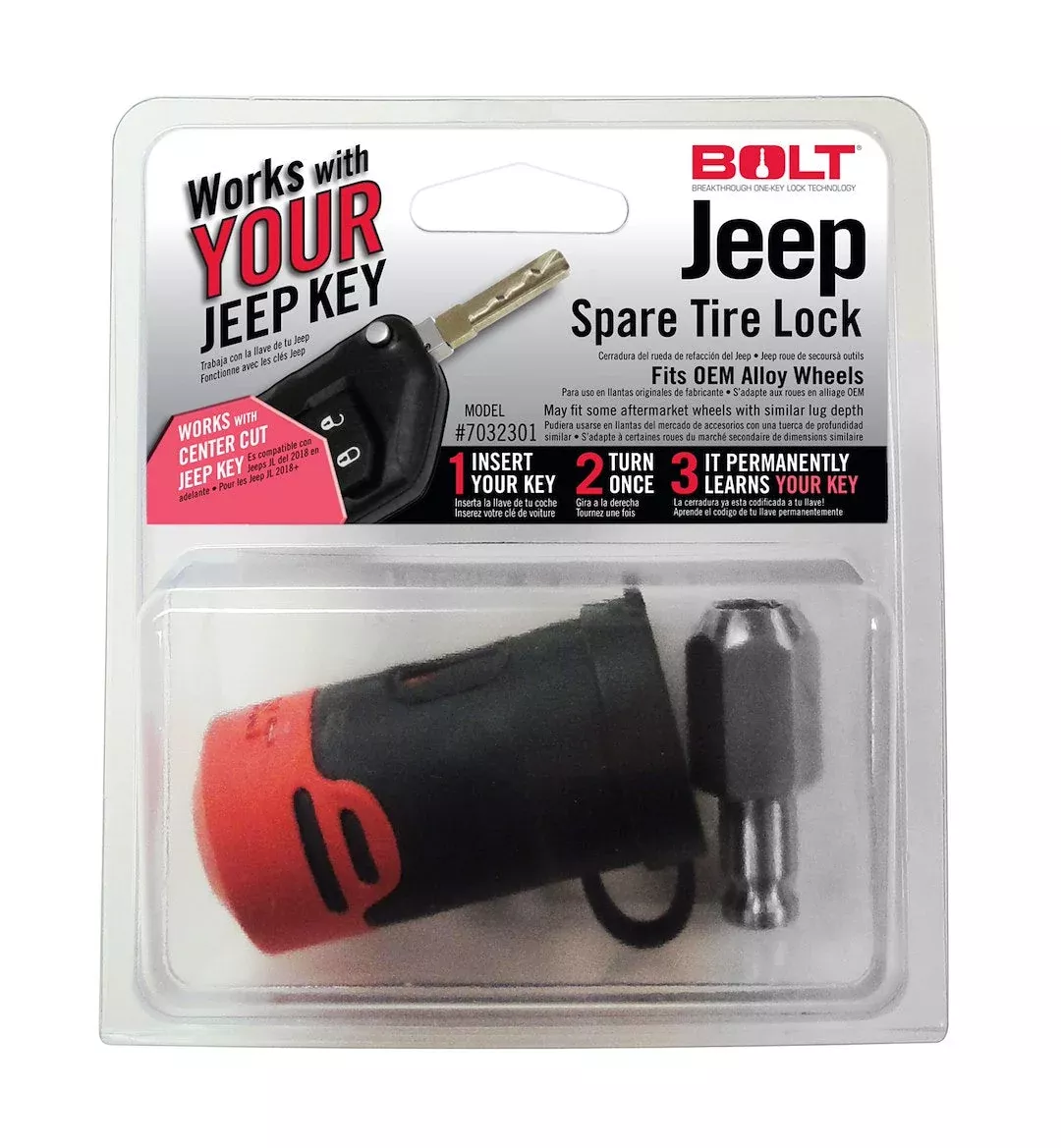 BOLT 7032301 Spare Tire Lock - Jeep JL Spare Tire