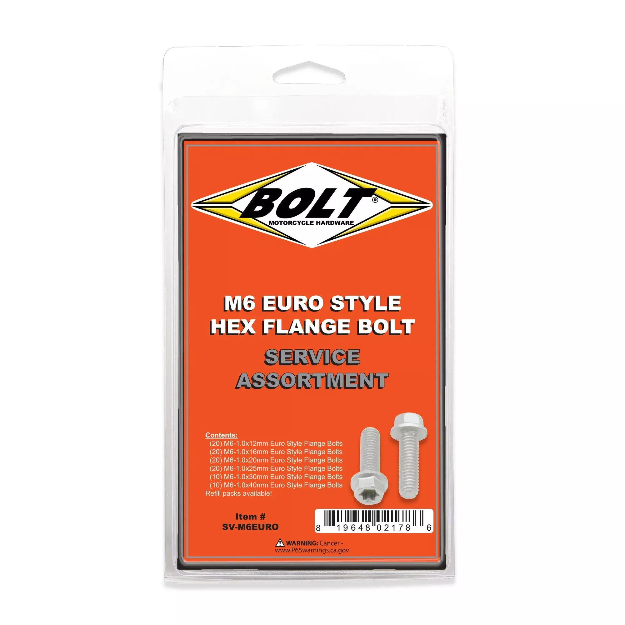 BOLT M6 EURO TORX FLANGE ASSORTMENT 100 PIECE KIT - 024-70000