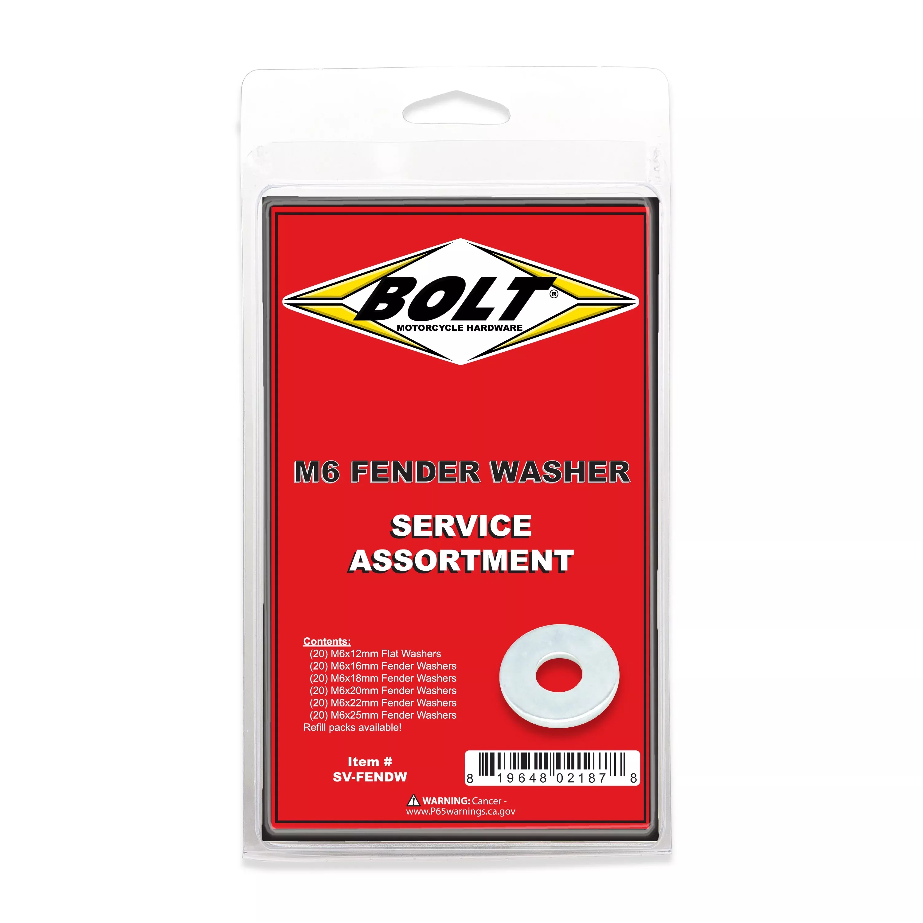 BOLT M6 FENDER WASHER ASSORTMENT 120 PIECE KIT - 020-20000