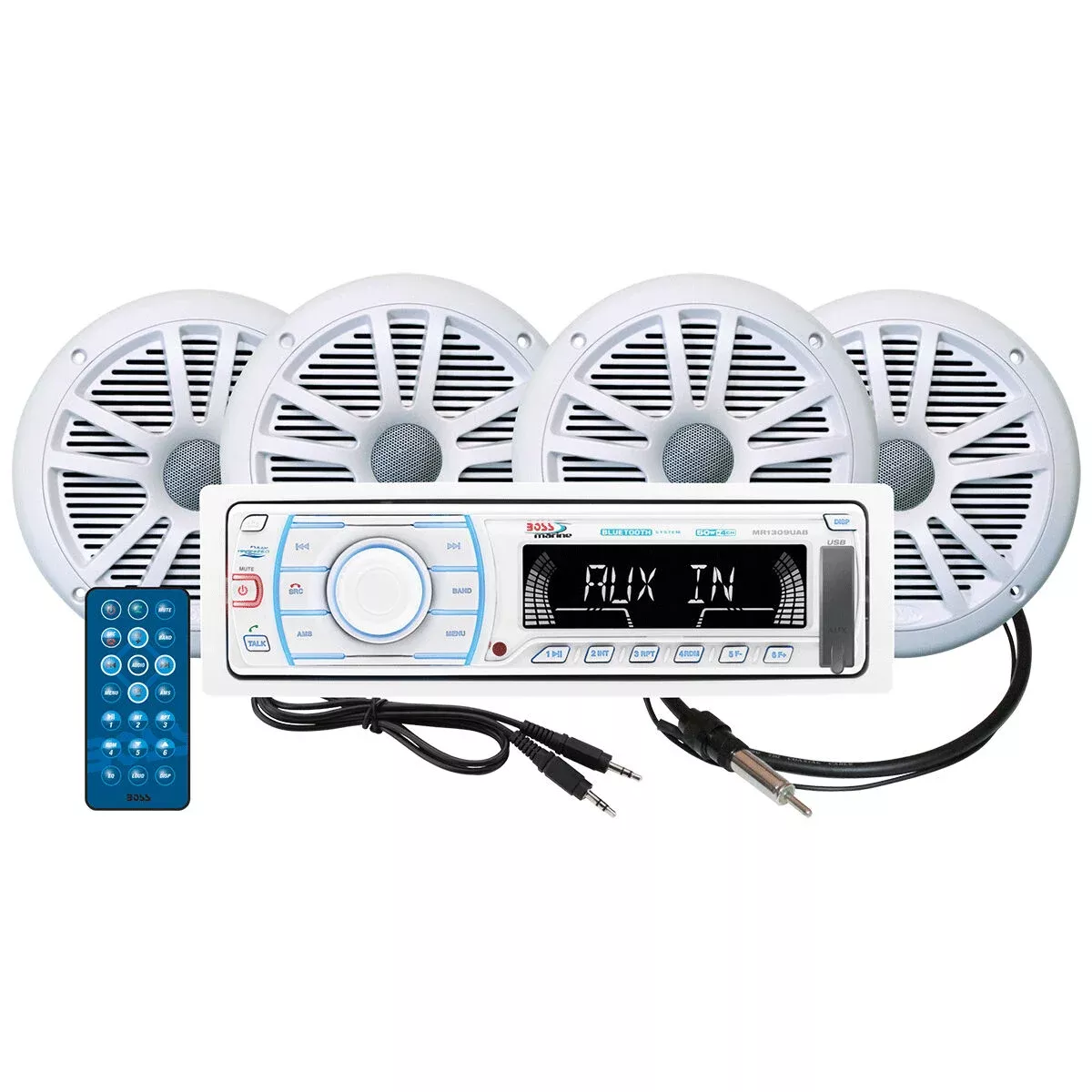 Boss MCK1309WB.64 AM/FM/MP3/iPod Bluetooth Receiver Package With Four Speakers