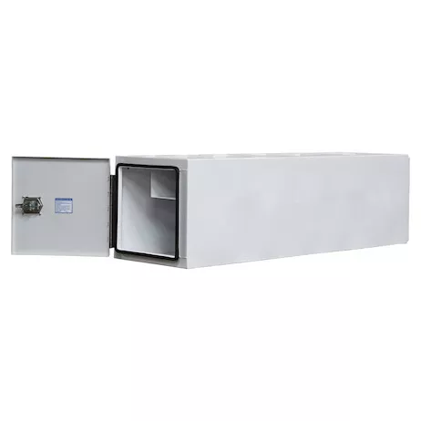 BP242486W - 24x24x86 Inch White Steel Straight Side Tunnel Truck Tool Box with Shelf