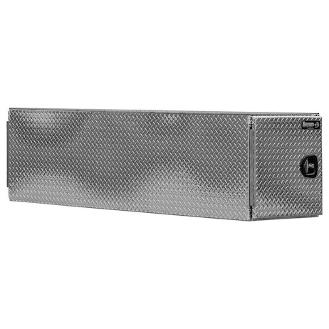 BP242496 - 24x24x96 Inch Diamond Tread Aluminum Straight Side Tunnel Truck Tool Box with Shelf