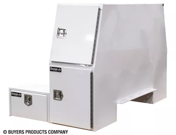 BP855548W - 85x55x48 Inch White Steel L-Pack Backpack Truck Box - 16.35 Inch Offset