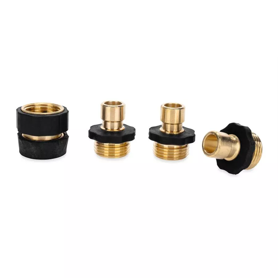 Camco 20136 Brass Garden Hose Quick Connector with Shutoff