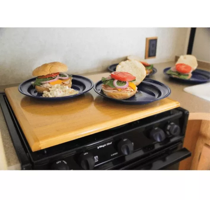 Camco 43521 Oak Accents™ Stove Top Cover; 19-5/8 ” x 17-1/2 “; Oak Finish