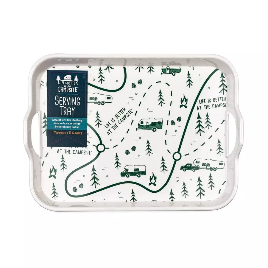 Camco 53488 Melamine Serving Tray with Handles