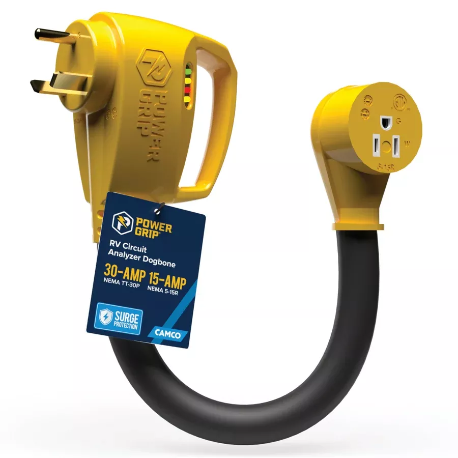 Camco 55461 Power Adapter - TT-30P to 5-15R, 12 in