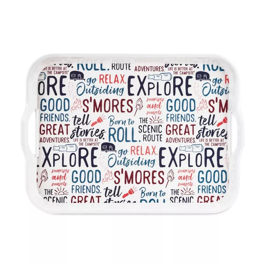 Camco Melamine Serving Tray with Handles – 53486