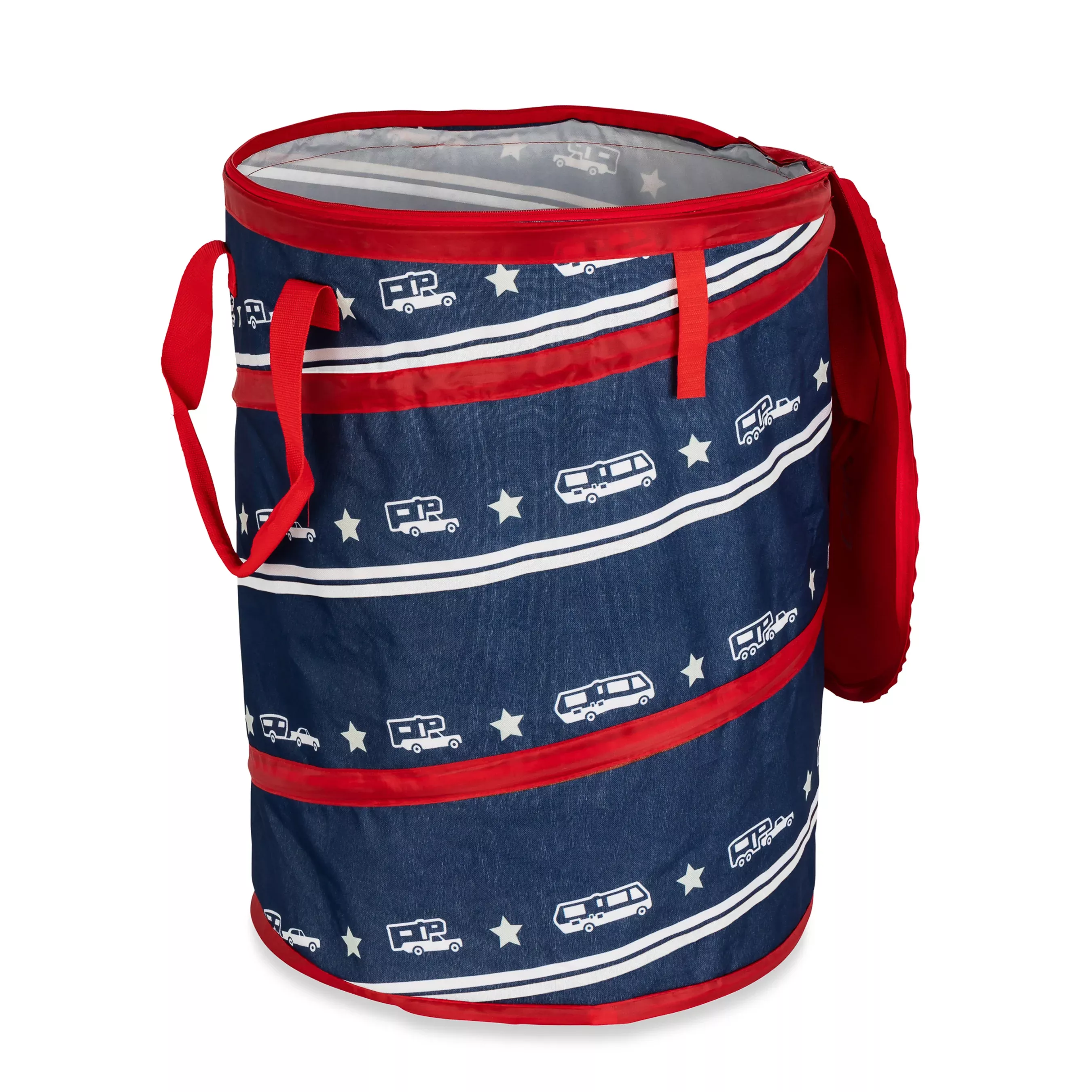 Camco Pop-Up Container 'Life is Better at the Campsite' – Foldable, Durable Outdoor Storage with Stake and Carry Bag for Camping, RV, Picnic