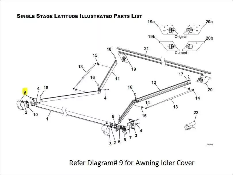 Carefree R001785-006 - Awning Idler Head Cover; For Use With Latitude Awnings; Black