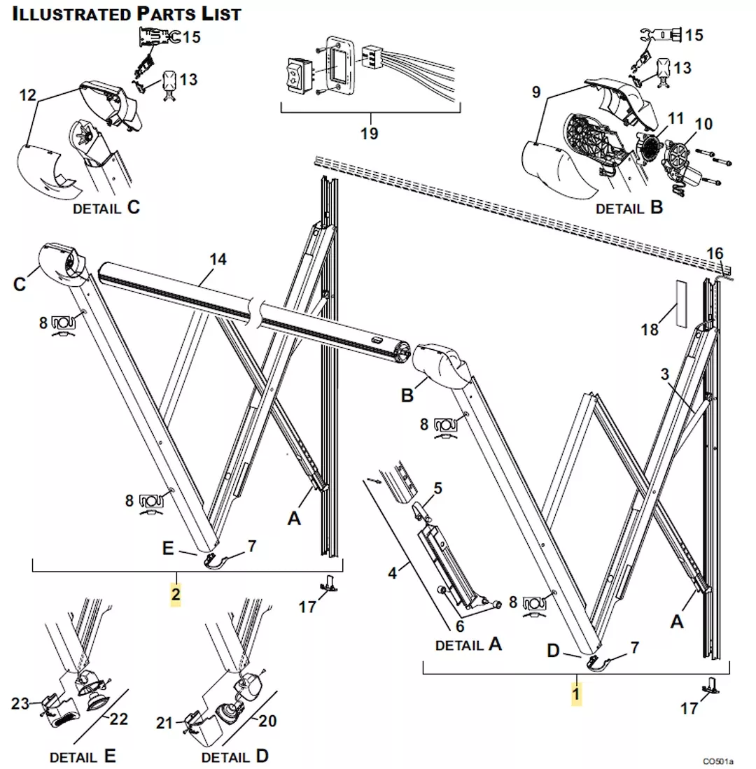 Carefree RV TA25APHW Awning Arm - Patio Awnings, Full Set