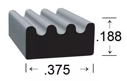 Clean Seal 113H2-50 Door Window Channel Seal - Ribbed, 50 ft