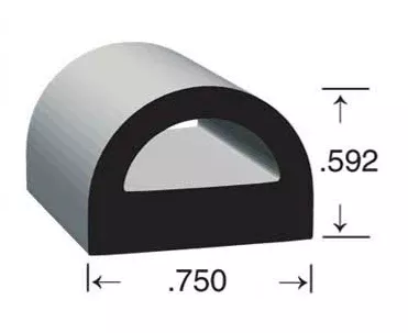 Clean Seal 125H2-50 Door Window Channel Seal - D-Type, 50 ft