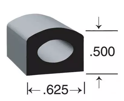 Clean Seal 50512H2-50 Door Window Channel Seal - D-Type, 50 ft