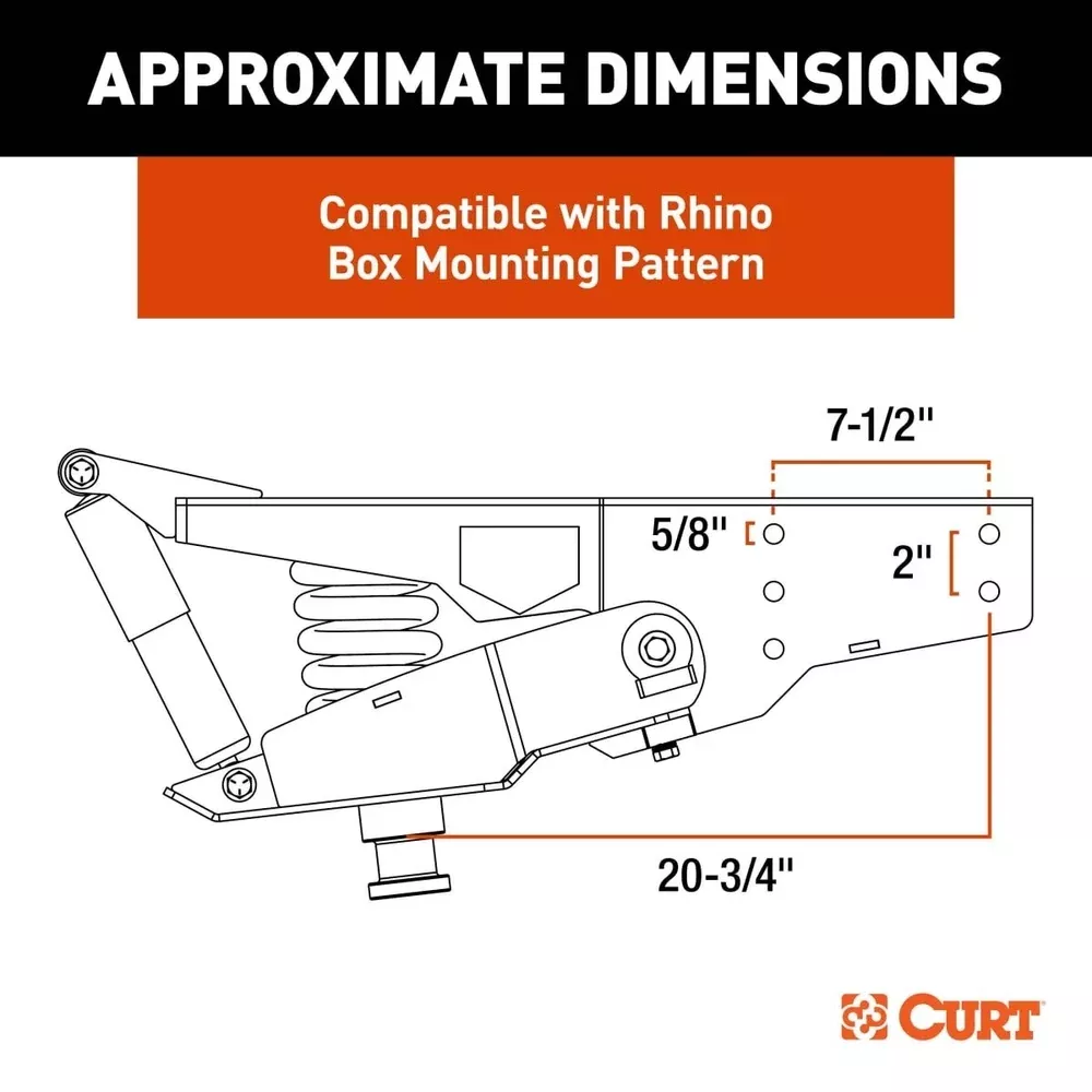 Curt™ - Helux Coil-Spring 5th Wheel Pin Box - 6,200 lbs. Pin Weight - 24,000 lbs. Towing Capacity - #2024044572
